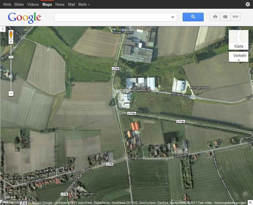 Google Maps in der Satellitenansicht von Bielefeld
