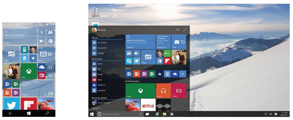 Windows 10 Startscreen Mobile und Desktop