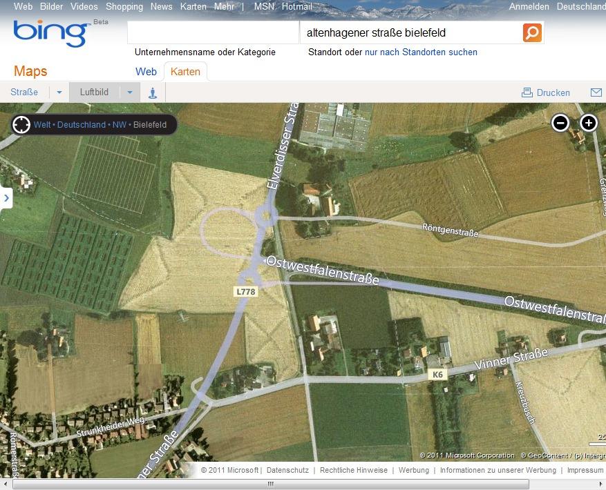 Bielefeld in Bing Maps